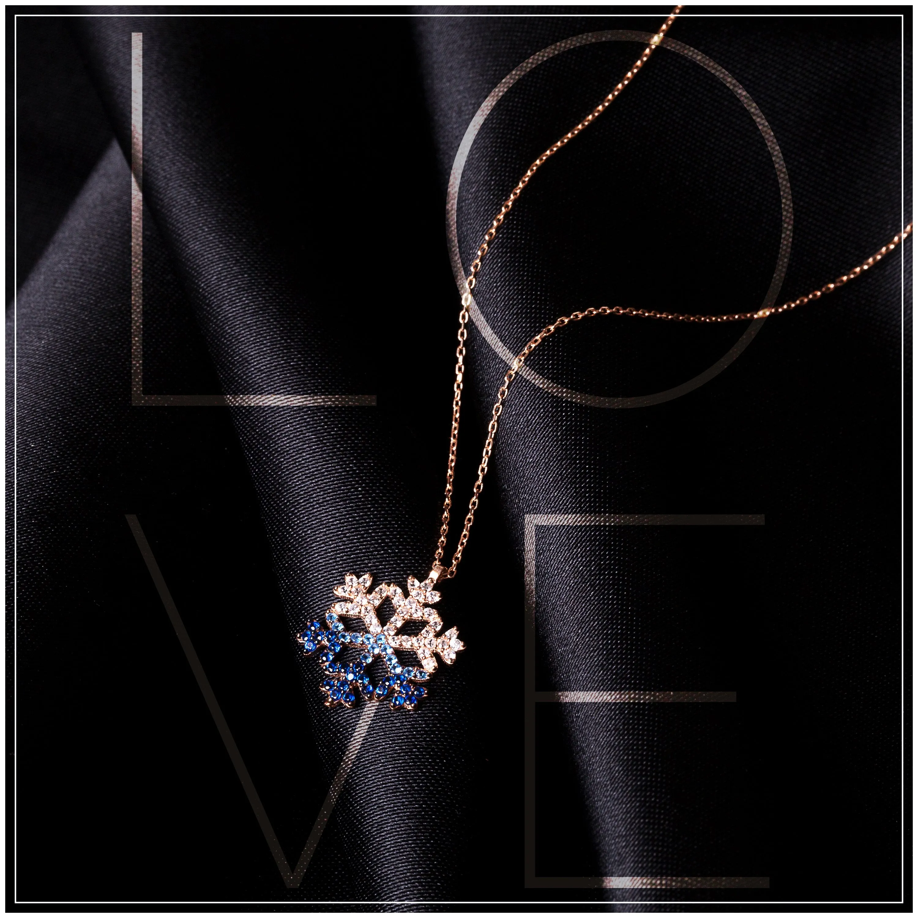 LADORIN Snowflake Necklace - 925 Sterling Silver Necklace with Special Wooden Gift Box