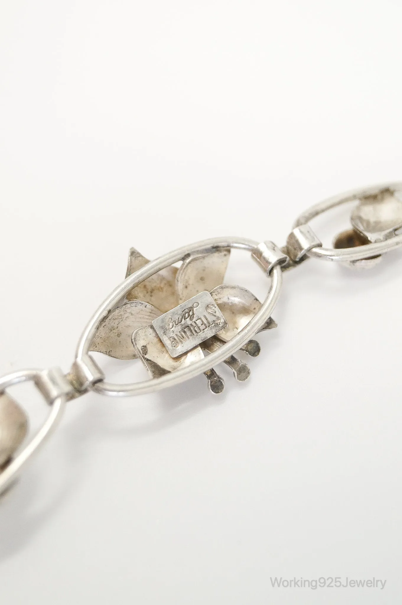Lang Antiques Floral Link Sterling Silver Necklace