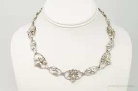 Lang Antiques Floral Link Sterling Silver Necklace