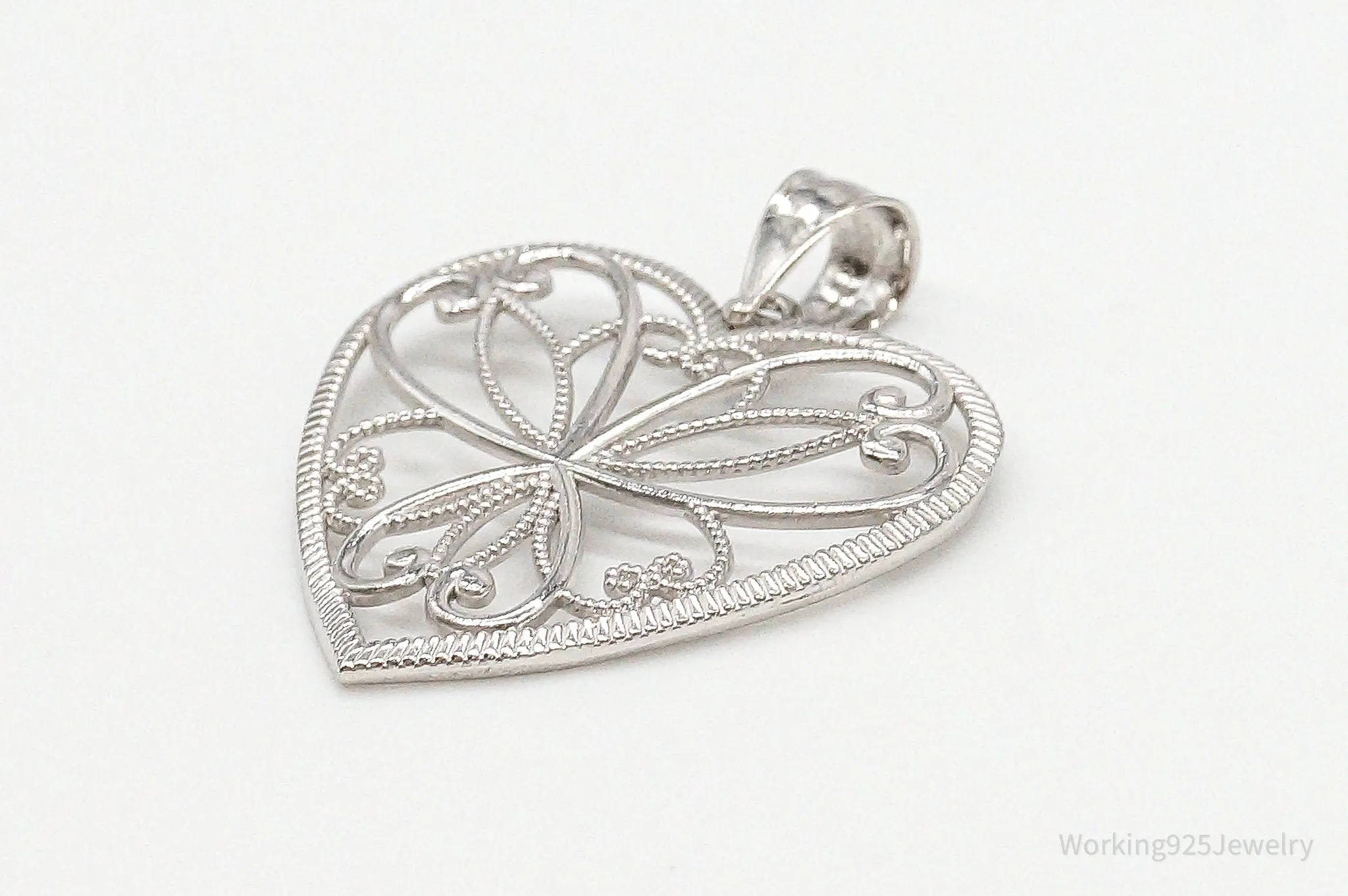 Large Vintage Art Deco Filigree Sterling Silver Pendant