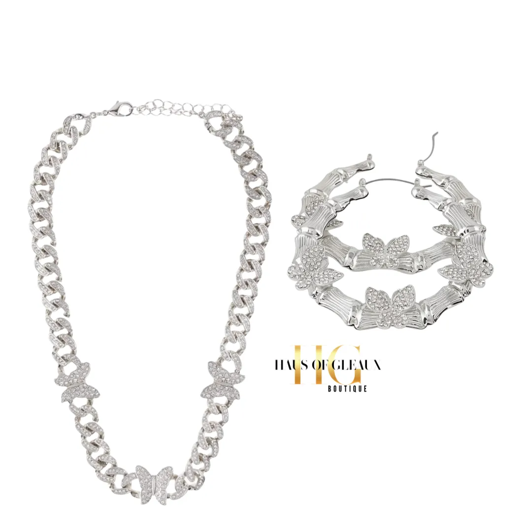Larvae Link Butterfly Necklace Set