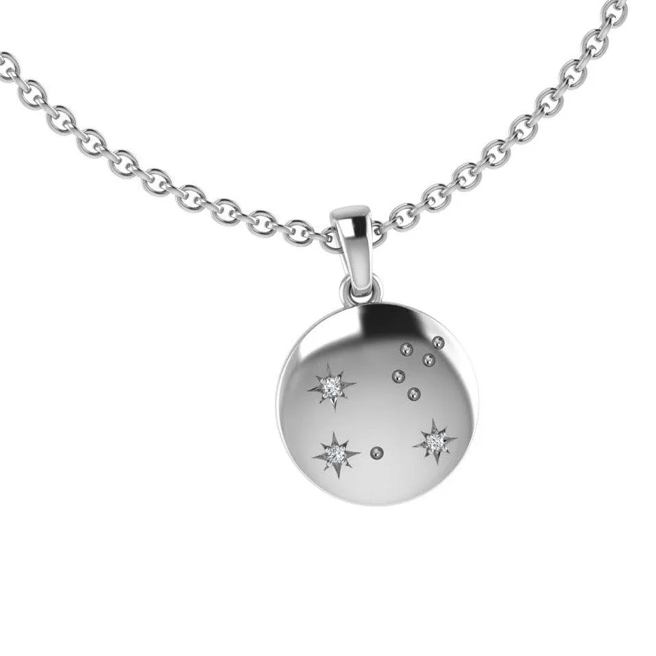 Leo Zodiac Constellation Pendant with Diamonds 10K Gold