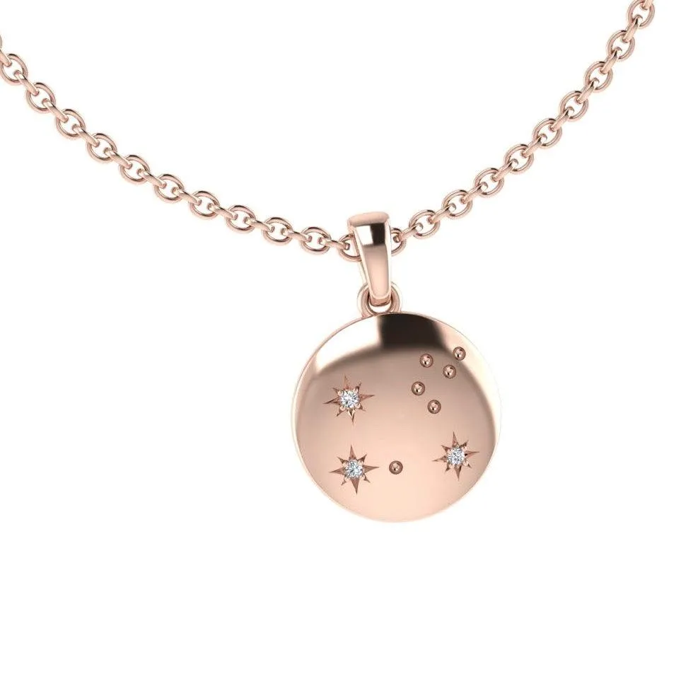 Leo Zodiac Constellation Pendant with Diamonds 10K Gold