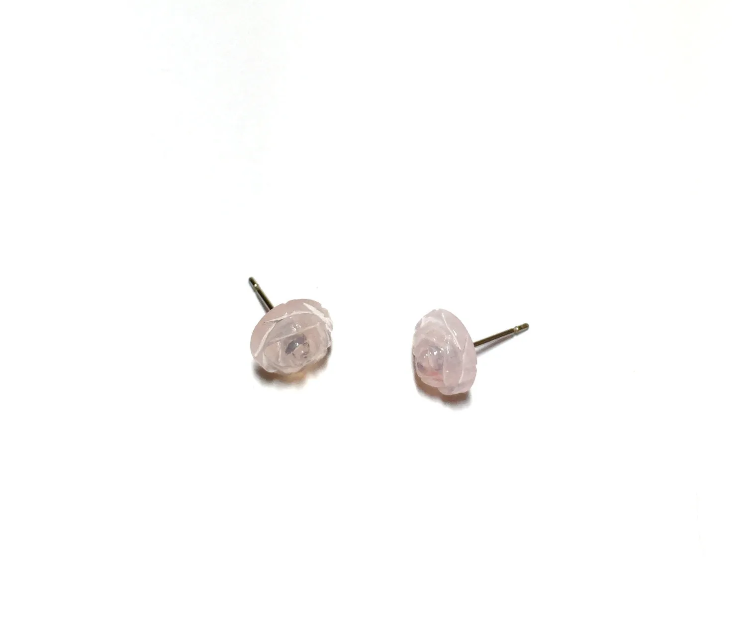 Light Pink Opal Floral Rose Stud Earrings