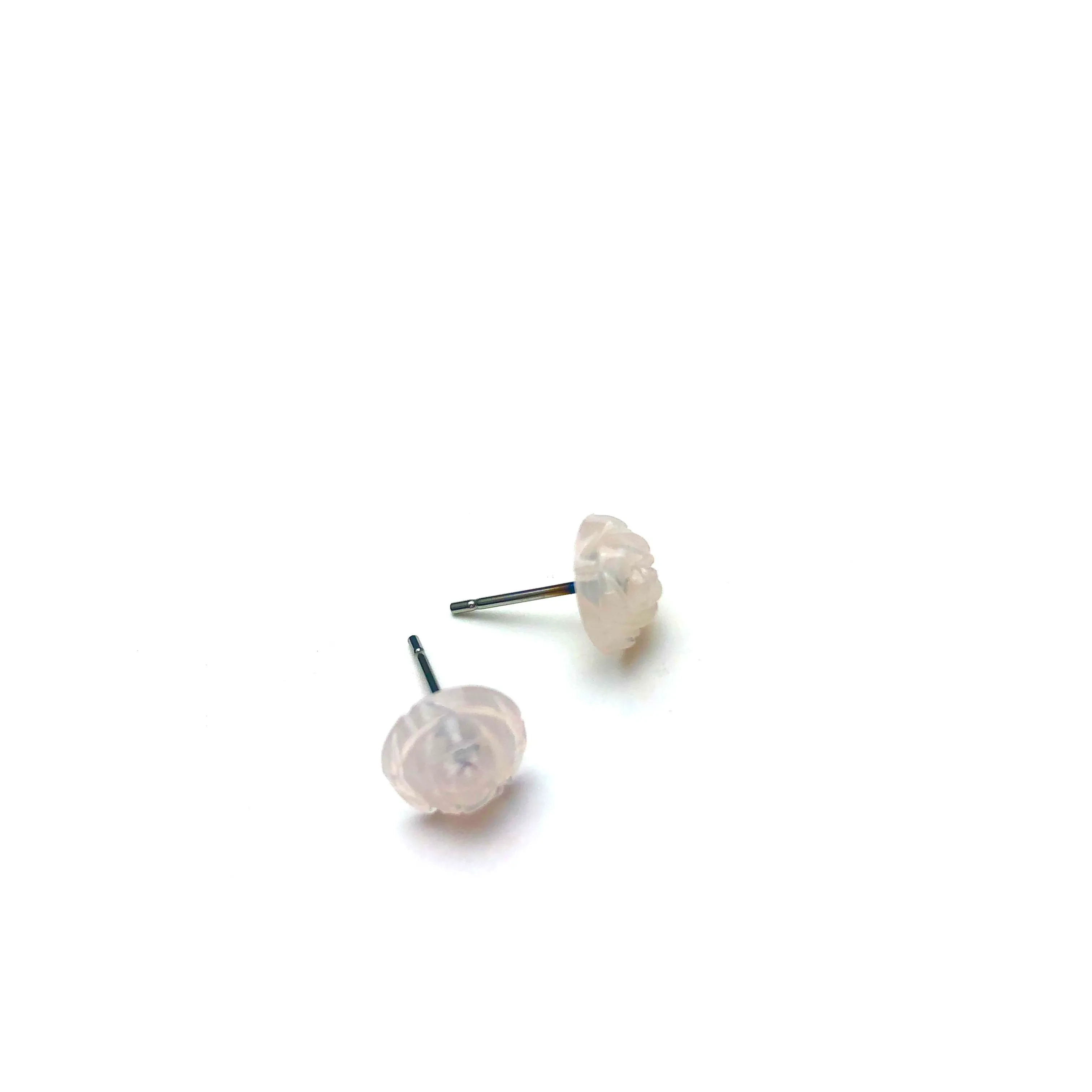 Light Pink Opal Floral Rose Stud Earrings