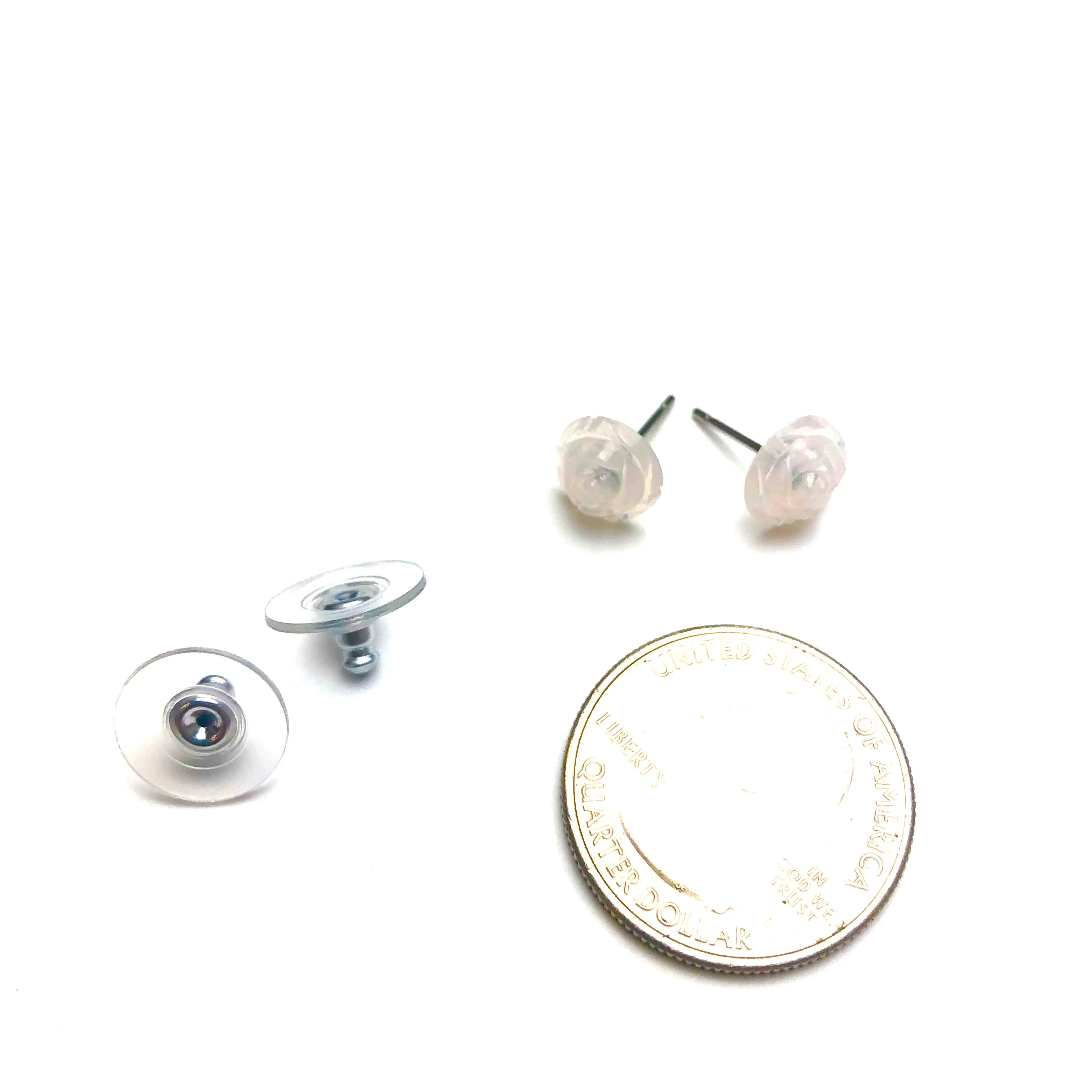 Light Pink Opal Floral Rose Stud Earrings
