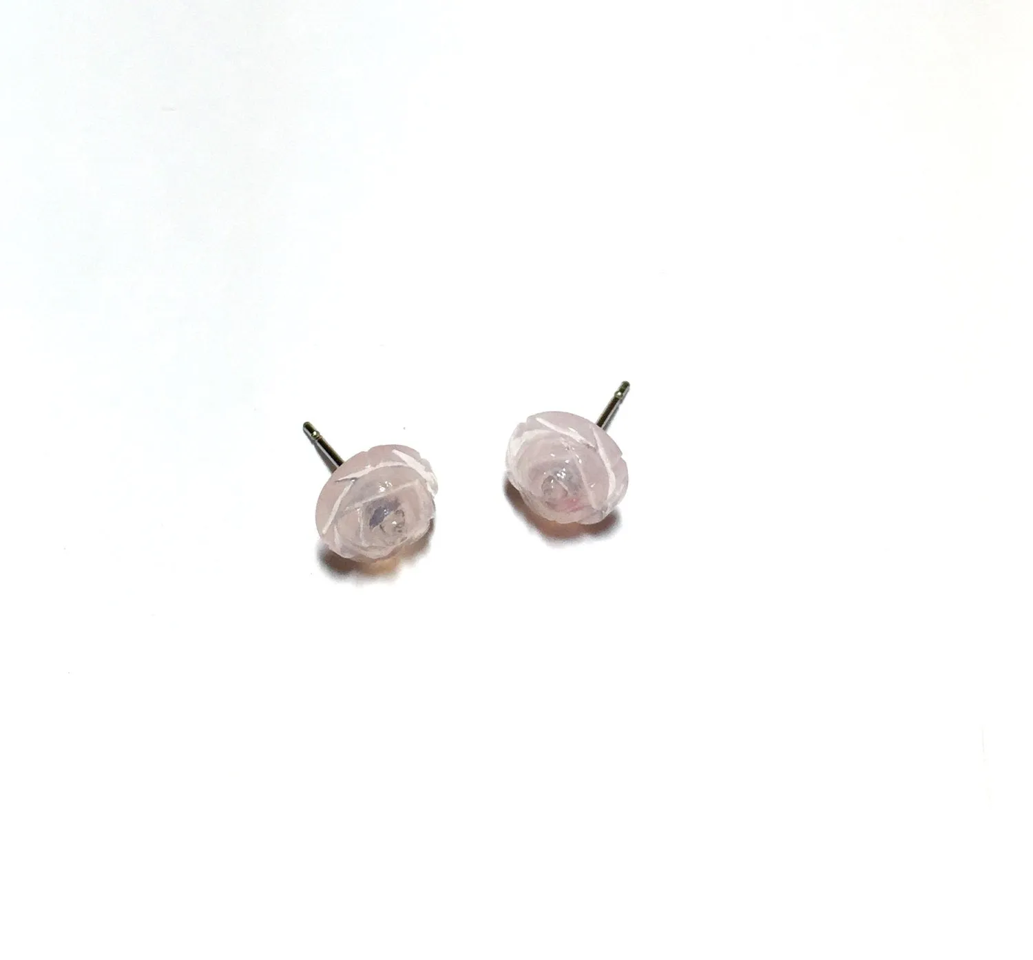 Light Pink Opal Floral Rose Stud Earrings