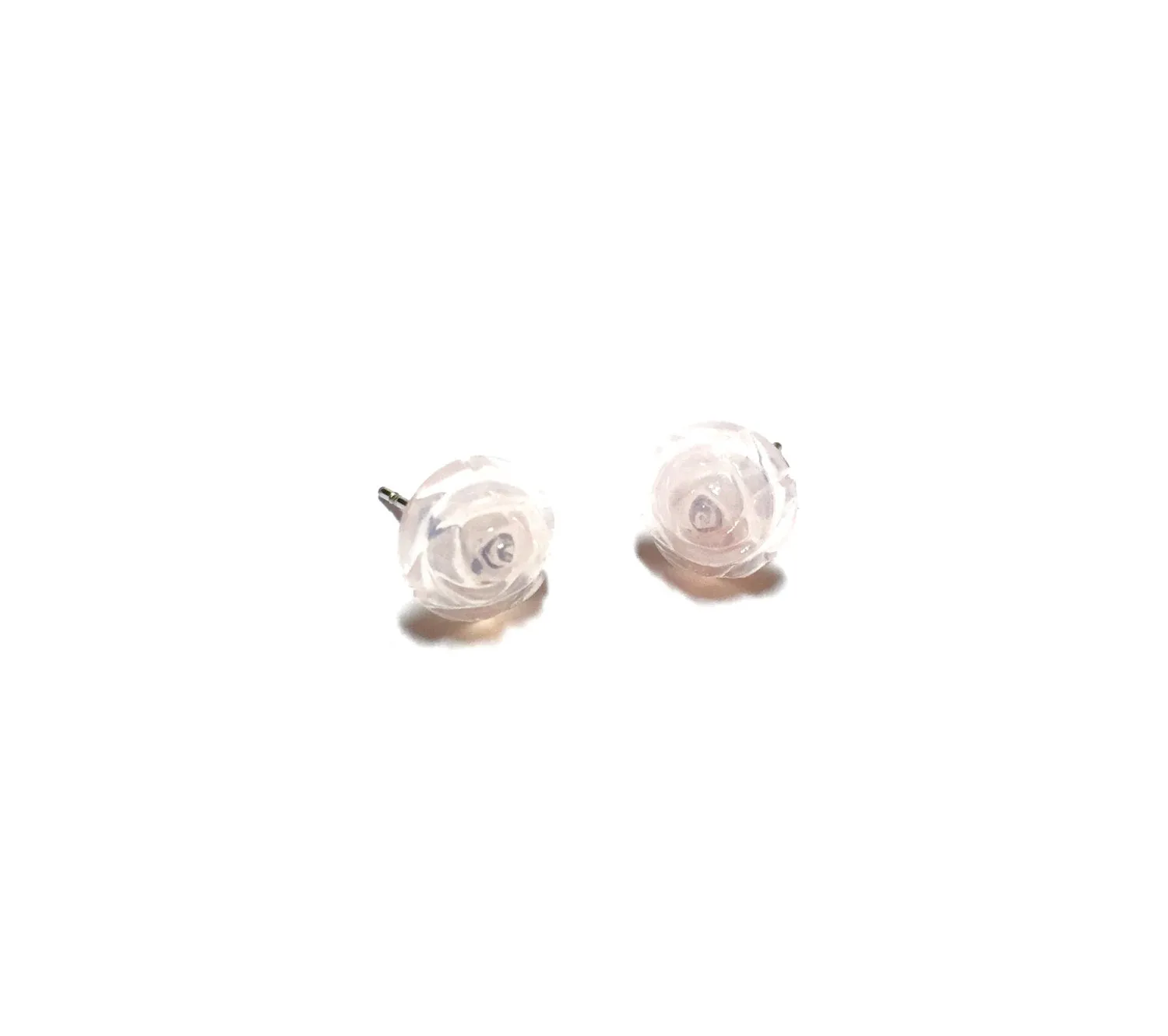 Light Pink Opal Floral Rose Stud Earrings