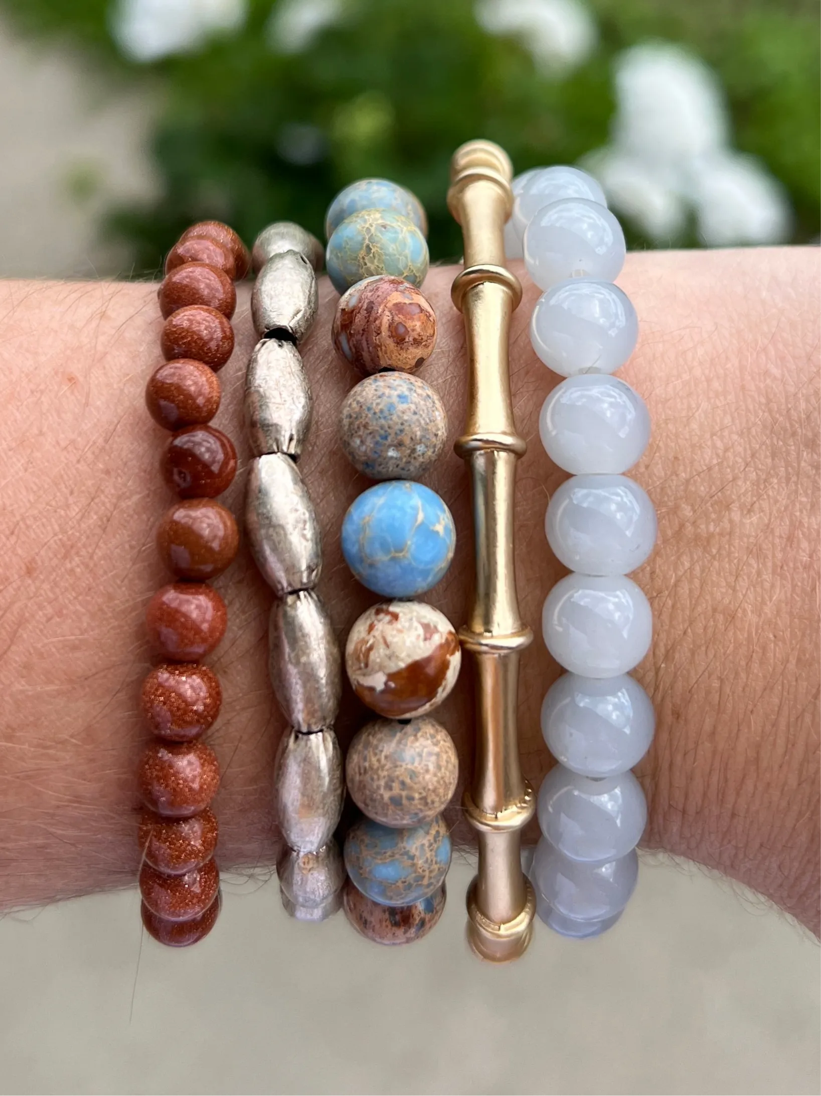 Light Water Blue Jade Glass 8mm Bracelet