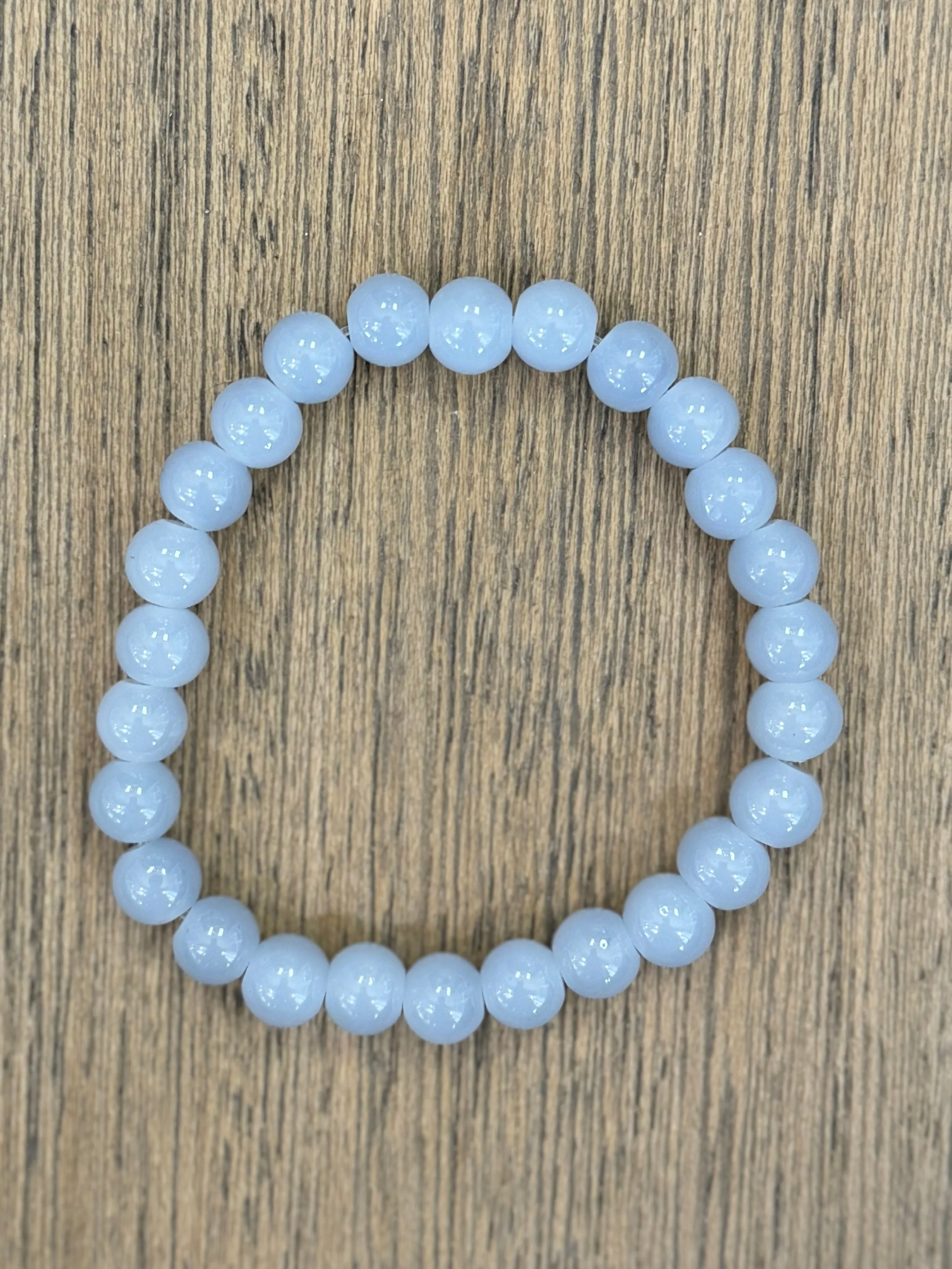 Light Water Blue Jade Glass 8mm Bracelet
