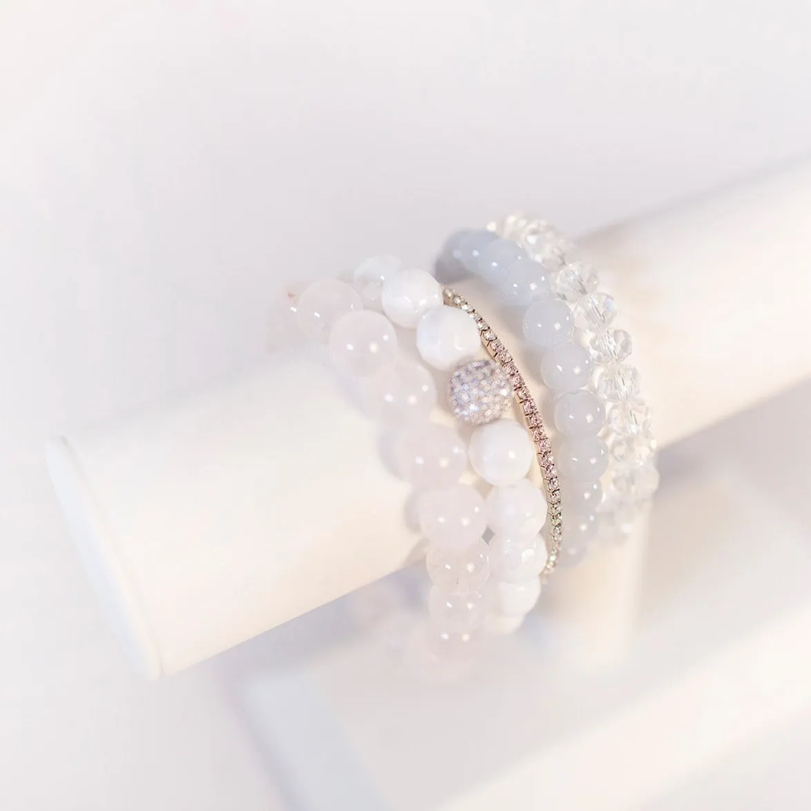 Light Water Blue Jade Glass 8mm Bracelet
