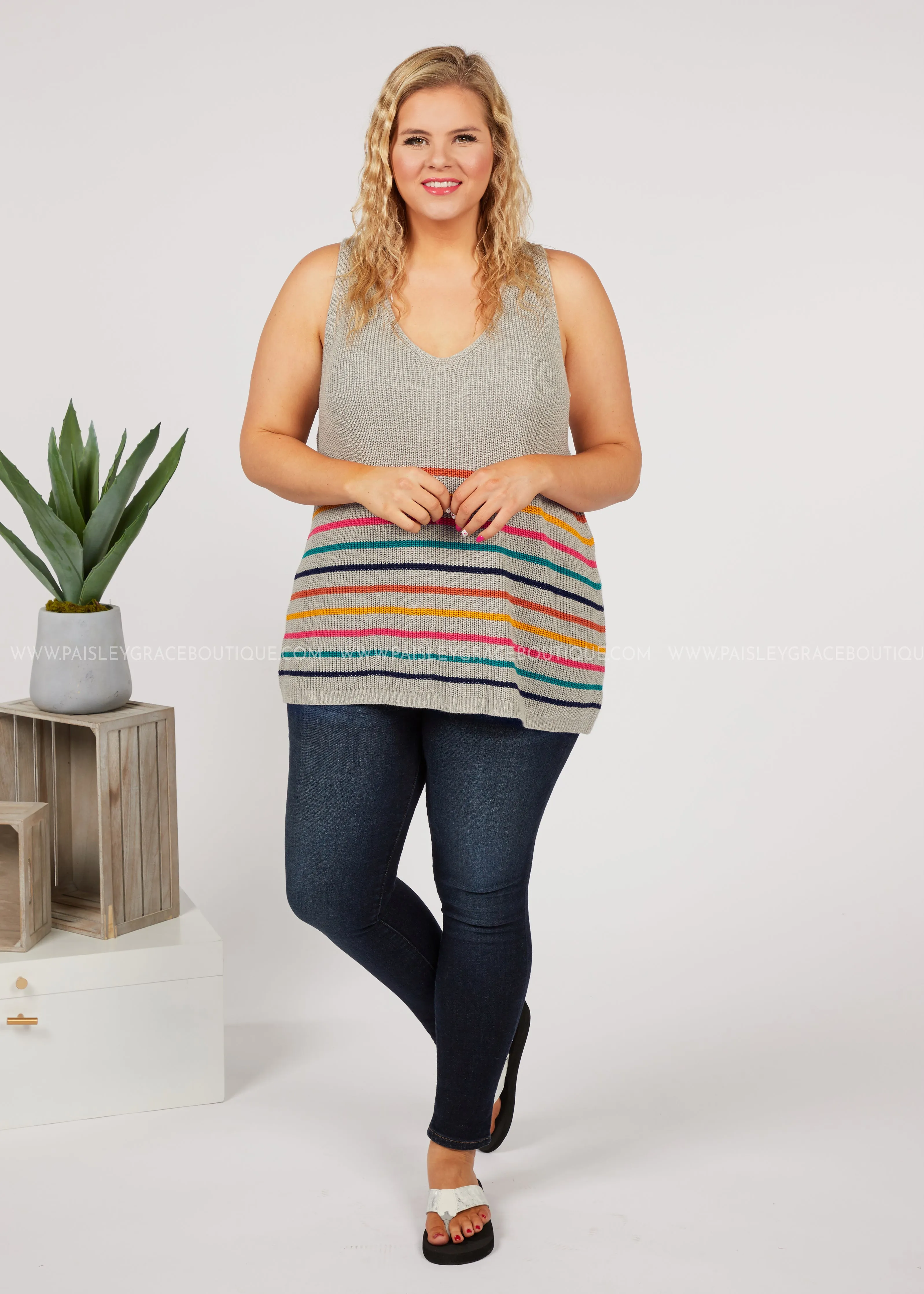 Lined Up Tank - FINAL SALE