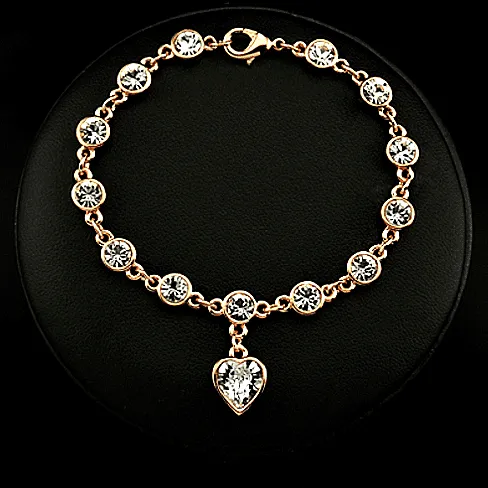 Linked Forever Crystal Heart Charm Bracelet For Woman- Choose Your Color