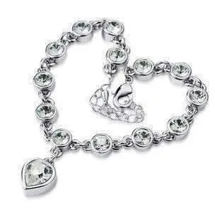 Linked Forever Crystal Heart Charm Bracelet For Woman- Choose Your Color