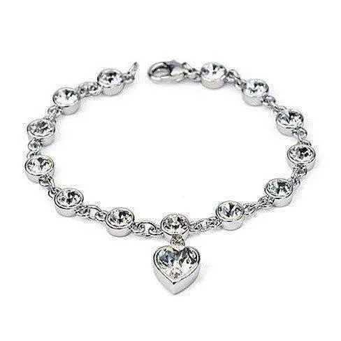 Linked Forever Crystal Heart Charm Bracelet For Woman- Choose Your Color