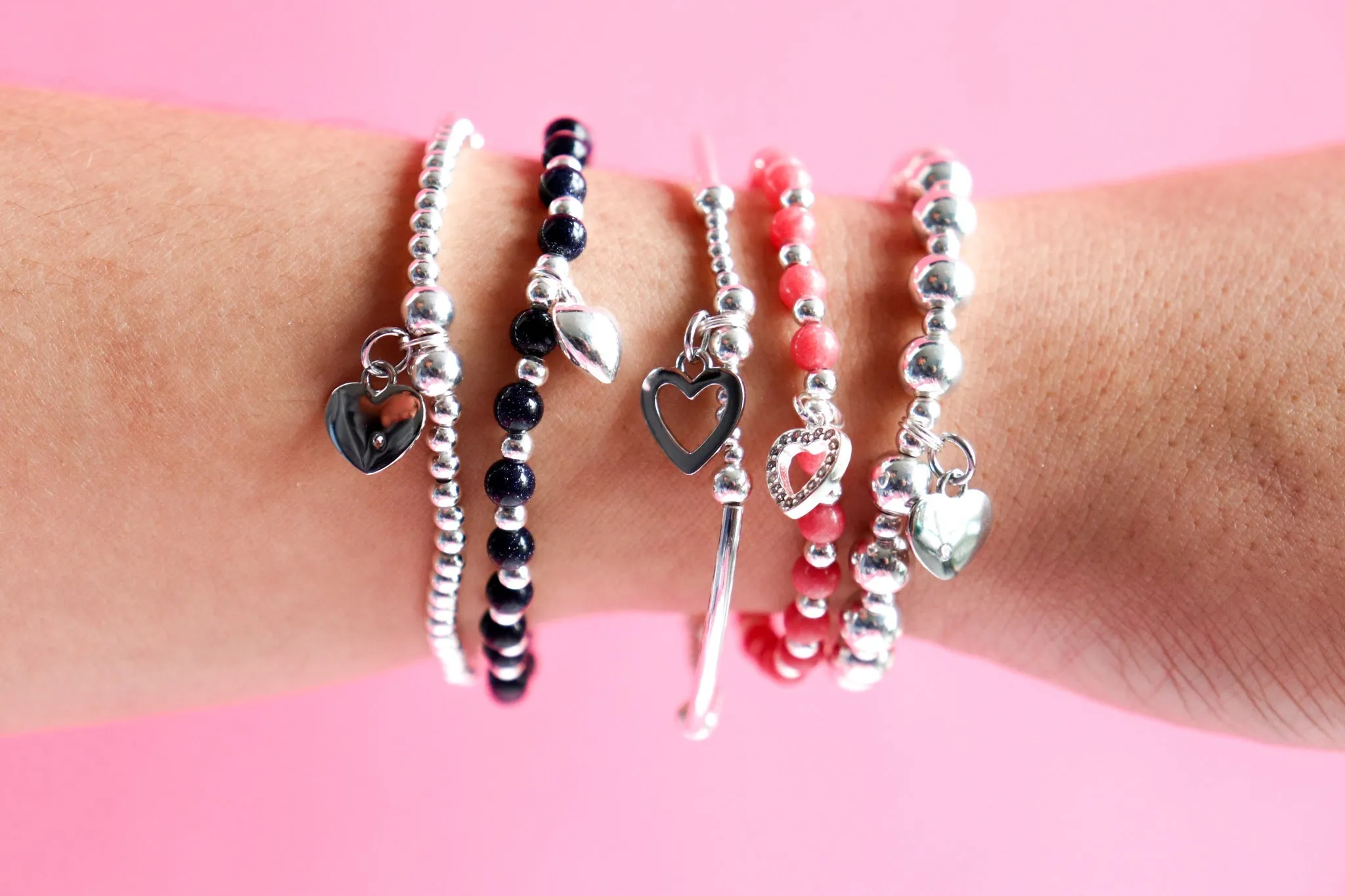 Love Heart Sterling Silver Stacking Bracelet