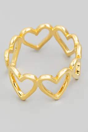 Love is Love Outline Heart Statement Ring in Gold