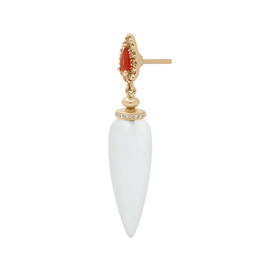 Luna Halo Pendulum Earrings - Yellow Gold, Quartz & Champagne Diamonds
