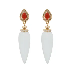 Luna Halo Pendulum Earrings - Yellow Gold, Quartz & Champagne Diamonds