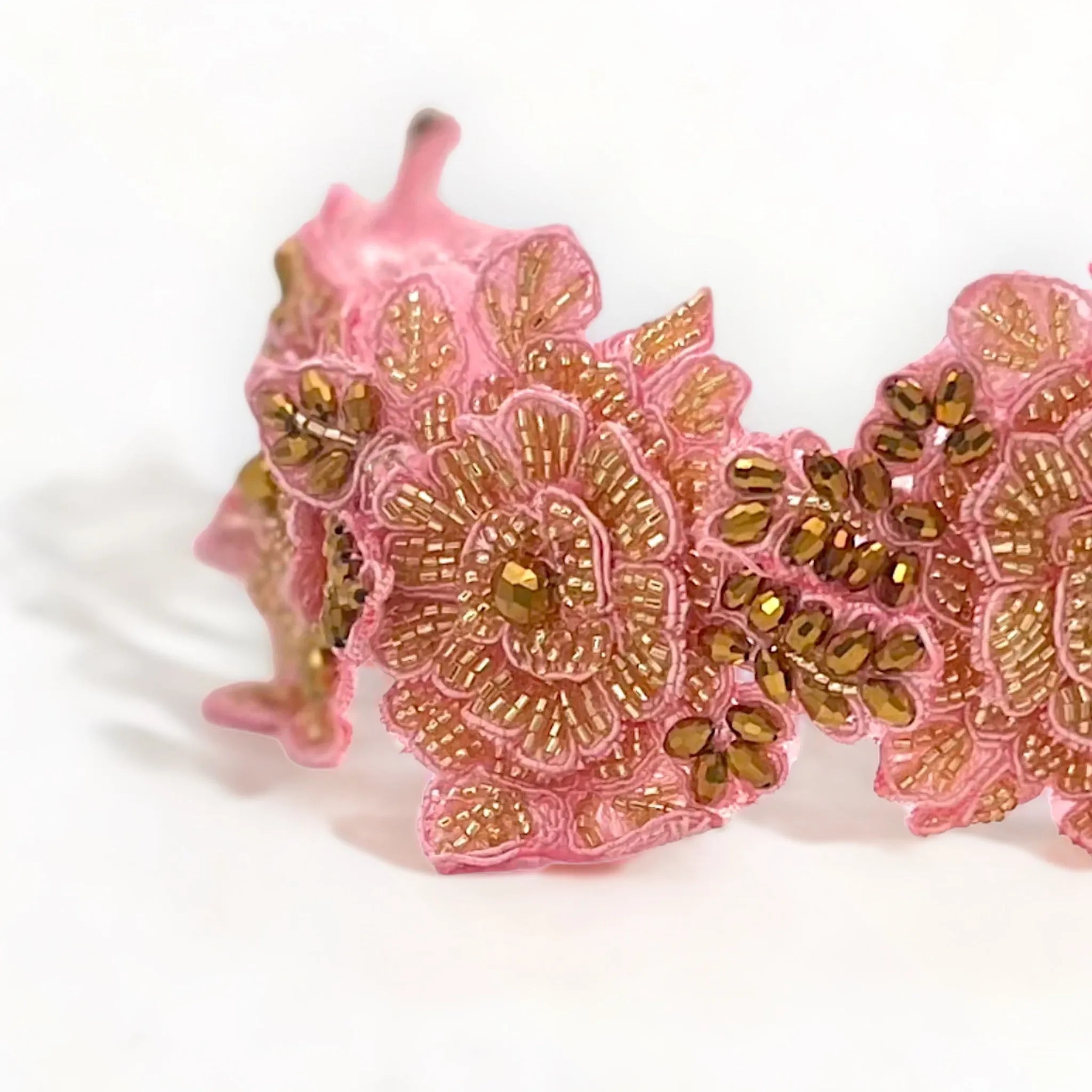 Luxury Hadraniel Gold & Pink Flower Headband