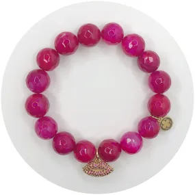 Magenta Jade with Pavé Lips Pendant