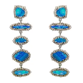 MAJESTY DIAMOND EARRING, AUSTRALIAN BLUE OPAL