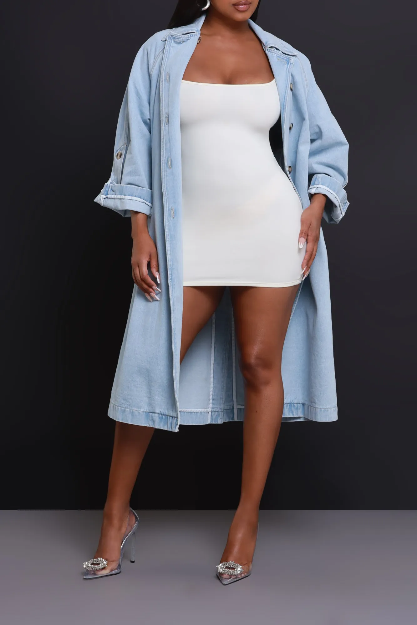 Make It Work Dual Button Denim Jacket - Light Wash