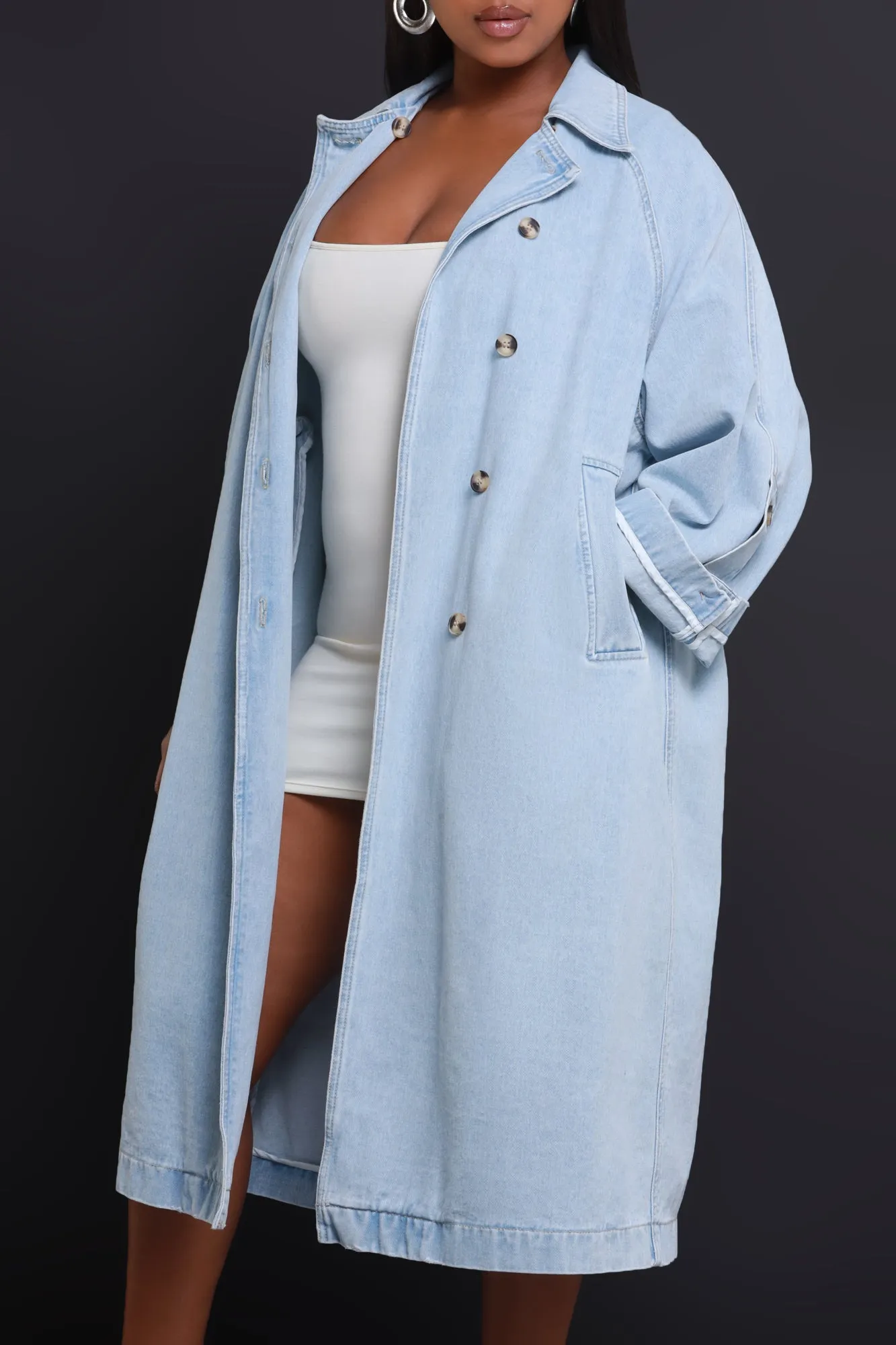 Make It Work Dual Button Denim Jacket - Light Wash