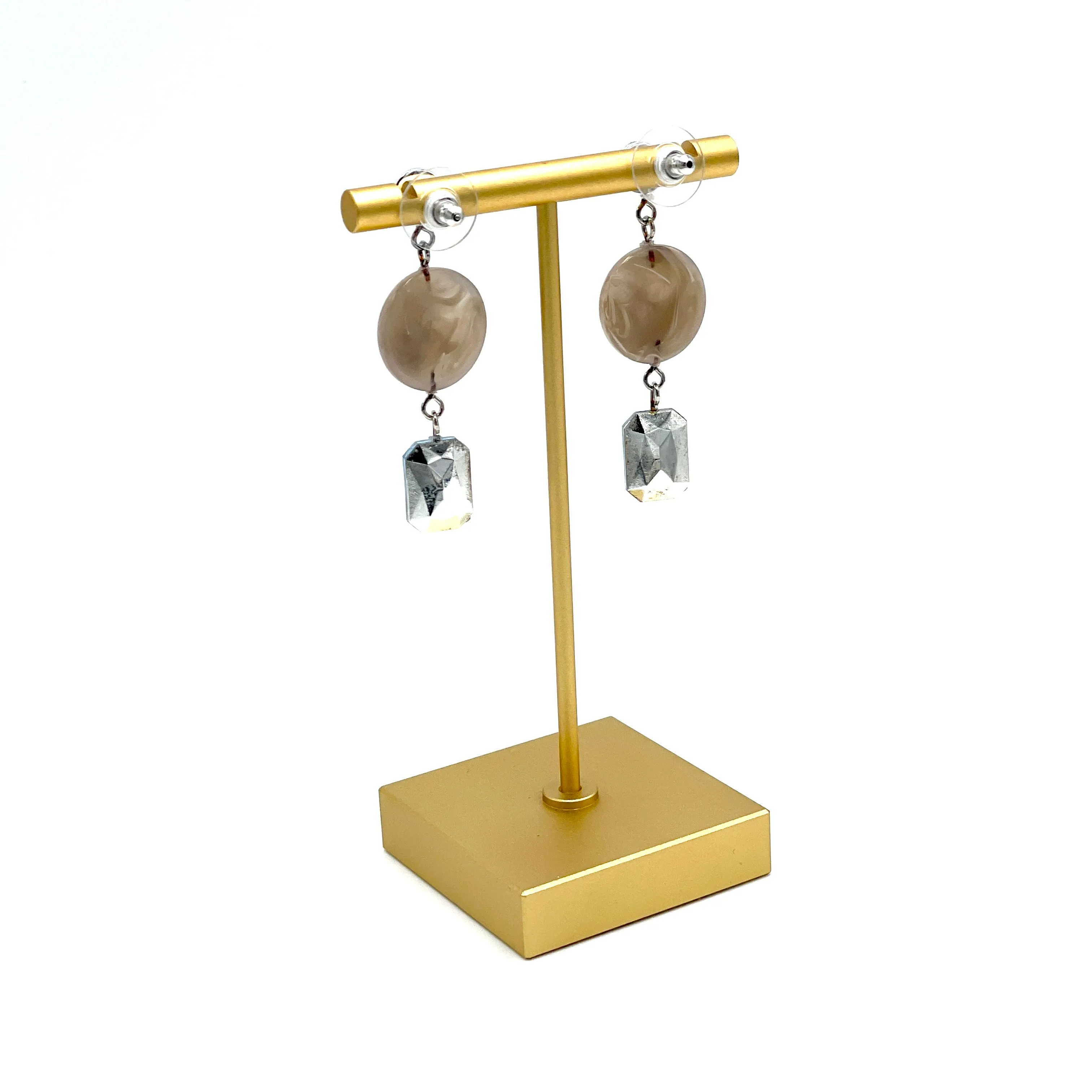 Marbled Smoke & Faceted Light Sapphire Trinket Earrings