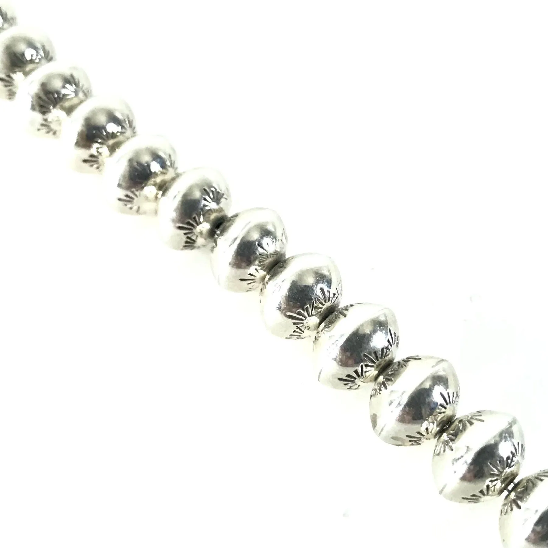Marie Yazzie Sterling Silver Stamp Bead Bracelet