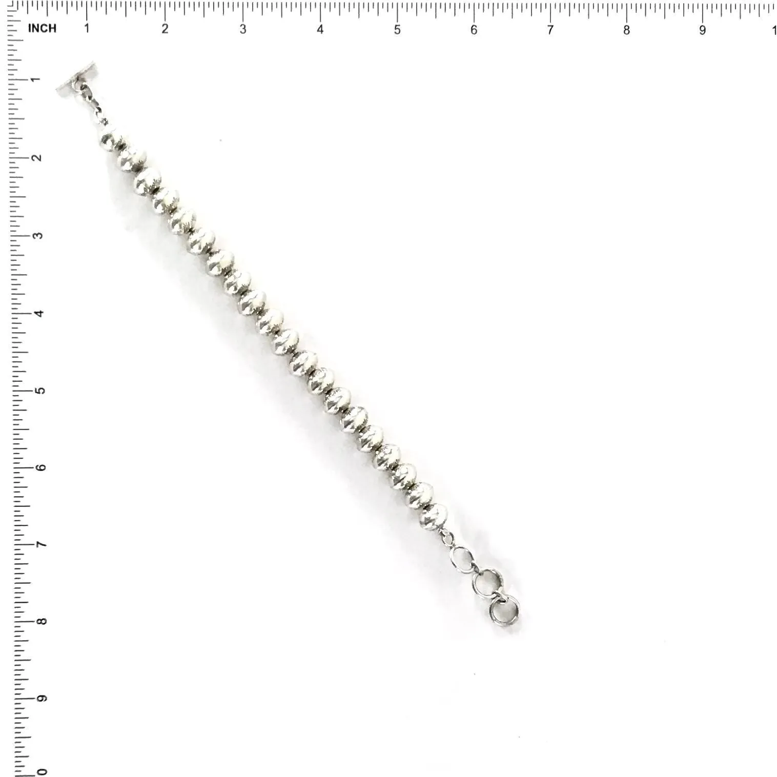 Marie Yazzie Sterling Silver Stamp Bead Bracelet
