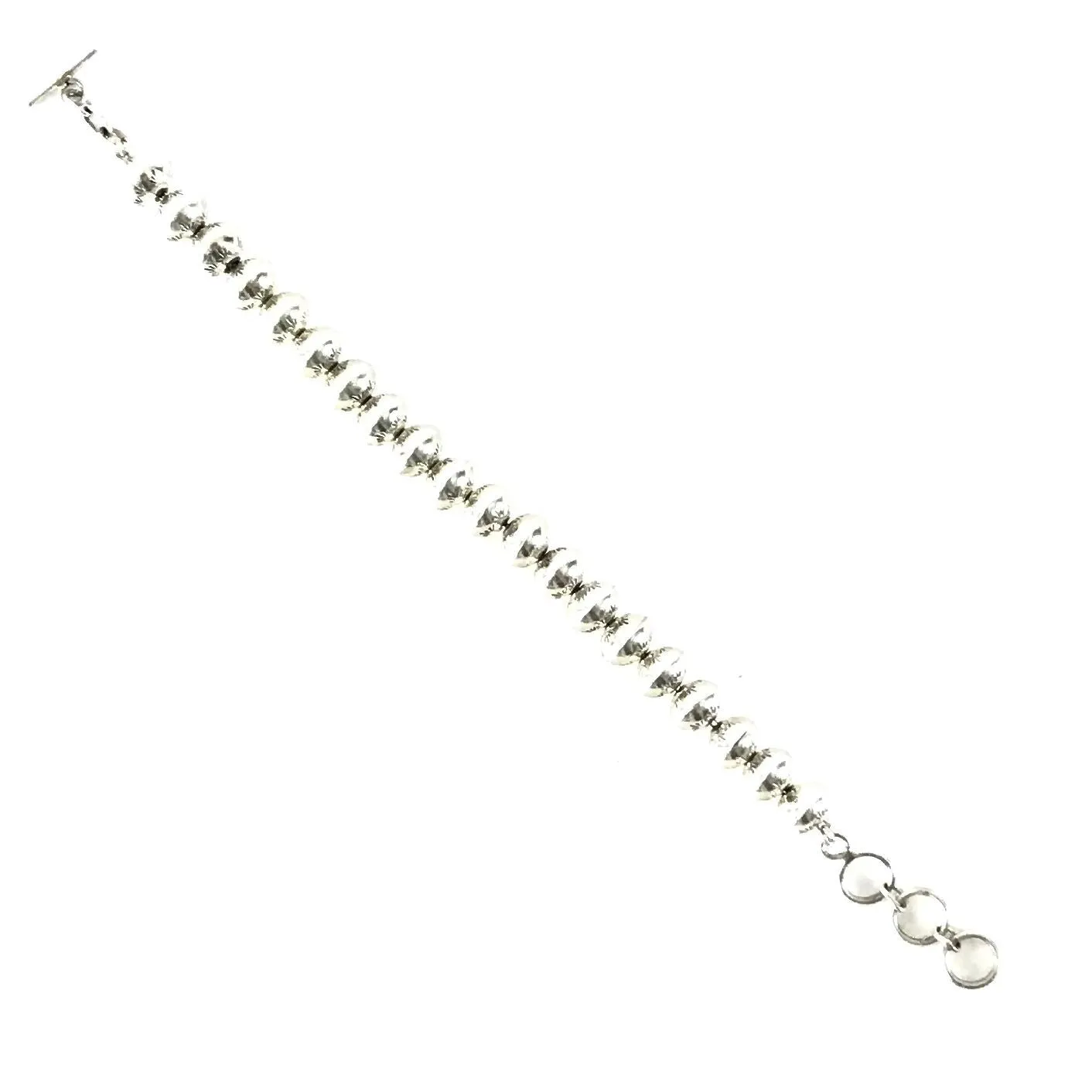 Marie Yazzie Sterling Silver Stamp Bead Bracelet