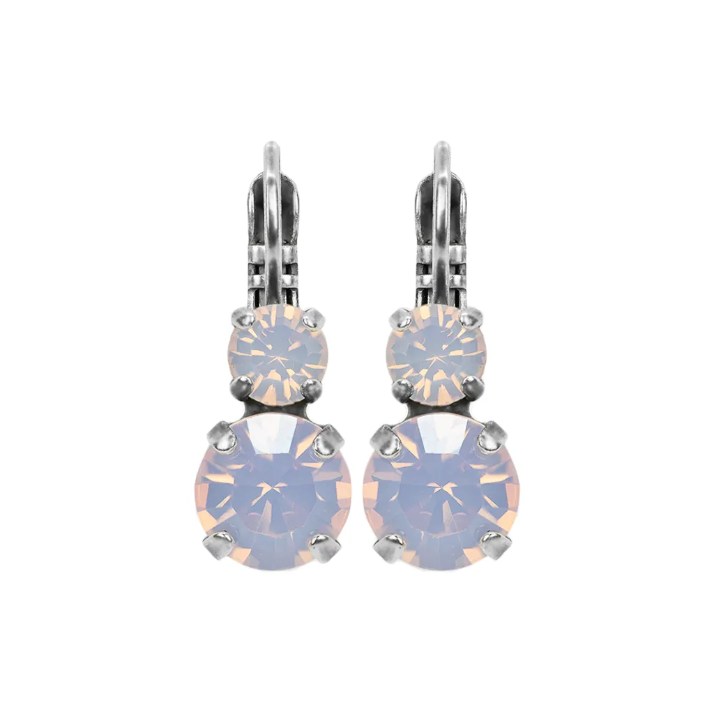 Medium Double Stone Leverback Earrings in "Rose Water Opal" *Custom*