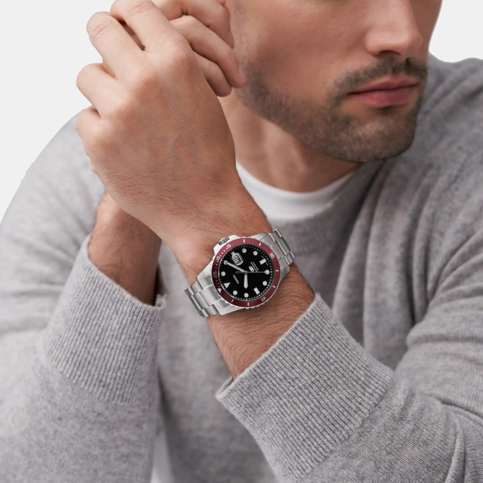 Men's Blue Dive Three-Hand Date Black Dial Stainless Steel Watch FS6013