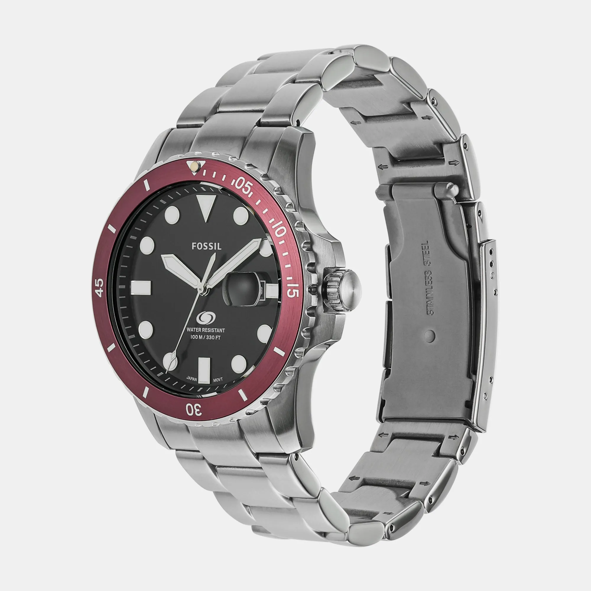 Men's Blue Dive Three-Hand Date Black Dial Stainless Steel Watch FS6013
