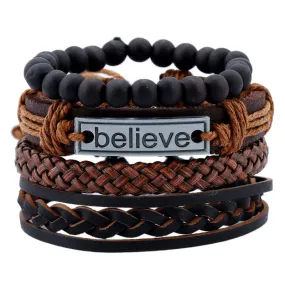 Men's Cattle Leather Bracelet European and American Vintage Weave DIY Leather Bracelet