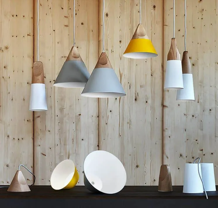 MIA Wooden Top Cone Hanging Lamp