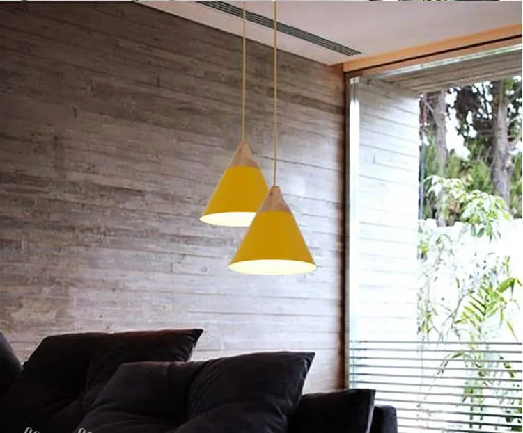 MIA Wooden Top Cone Hanging Lamp