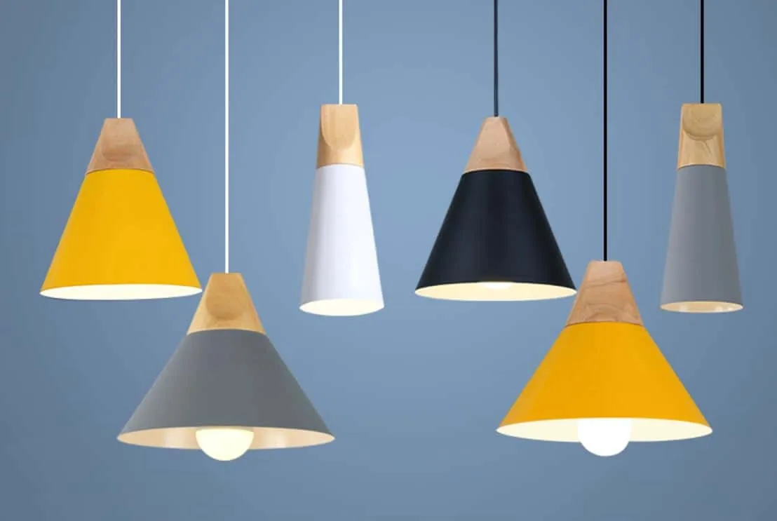 MIA Wooden Top Cone Hanging Lamp