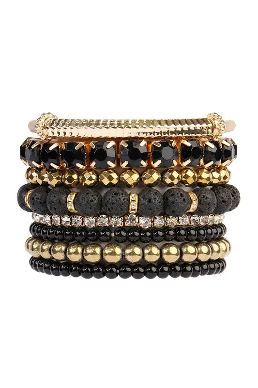 Mixed Beads Charm Multi Line Bracelet (2 Options)