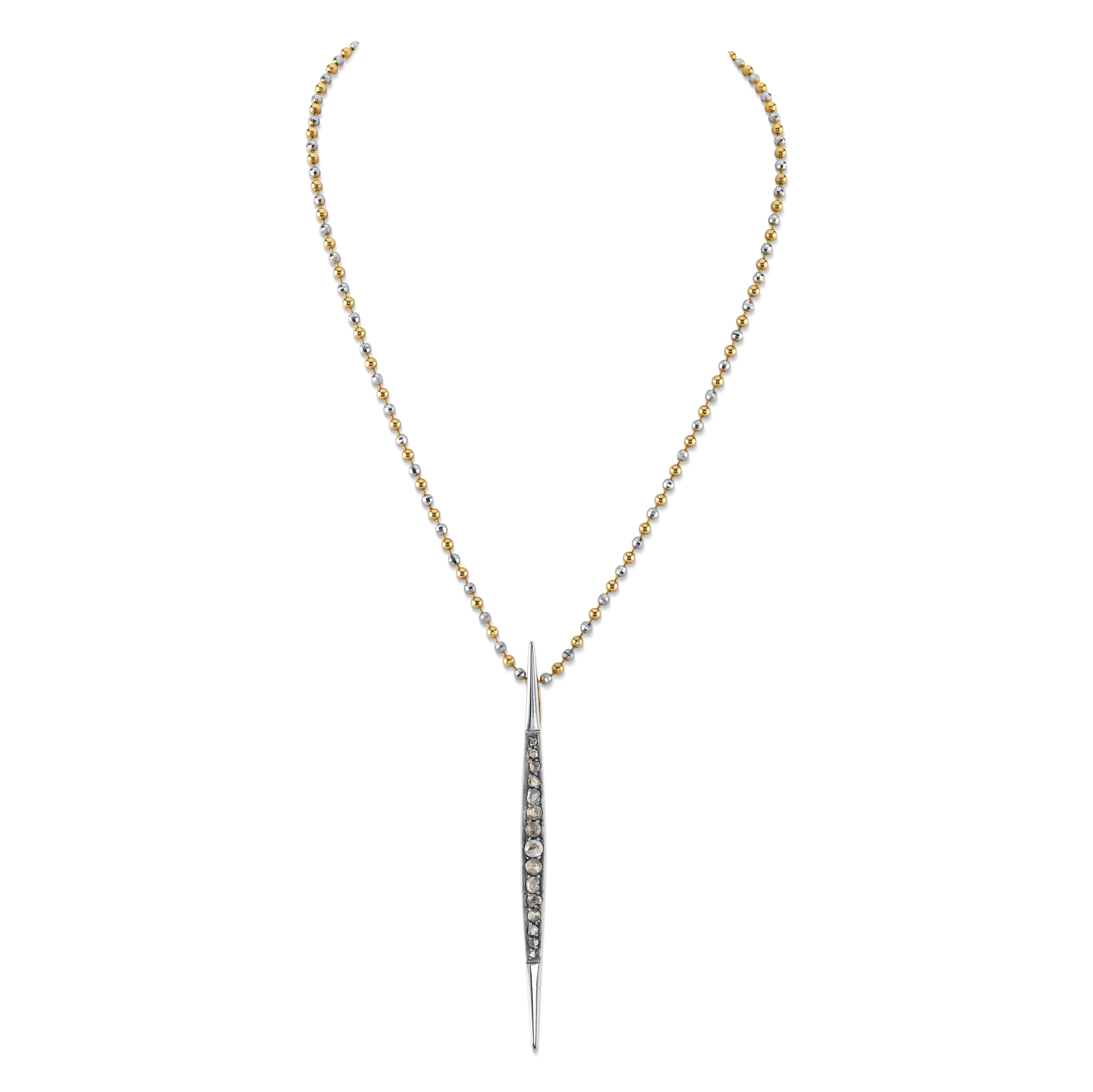 Mixed-Metal Vintage Spear Pendant Necklace