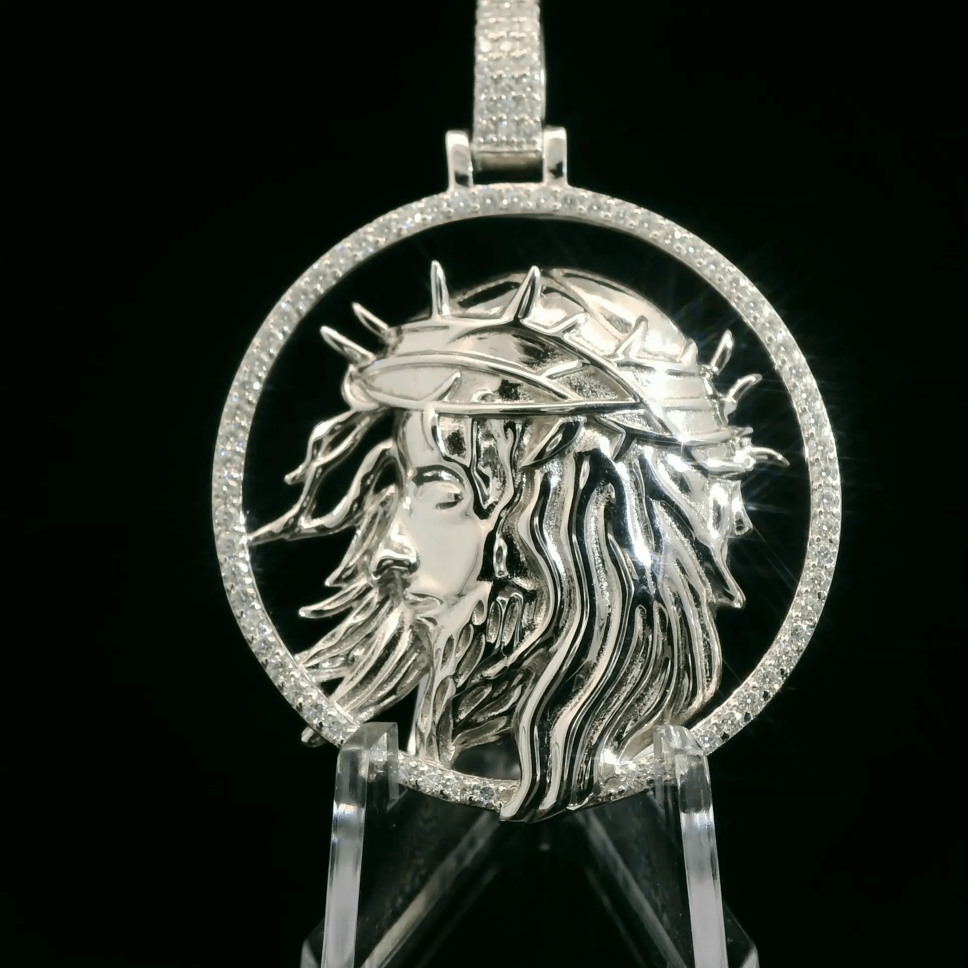 Moissanite Jesus Memory Pendant