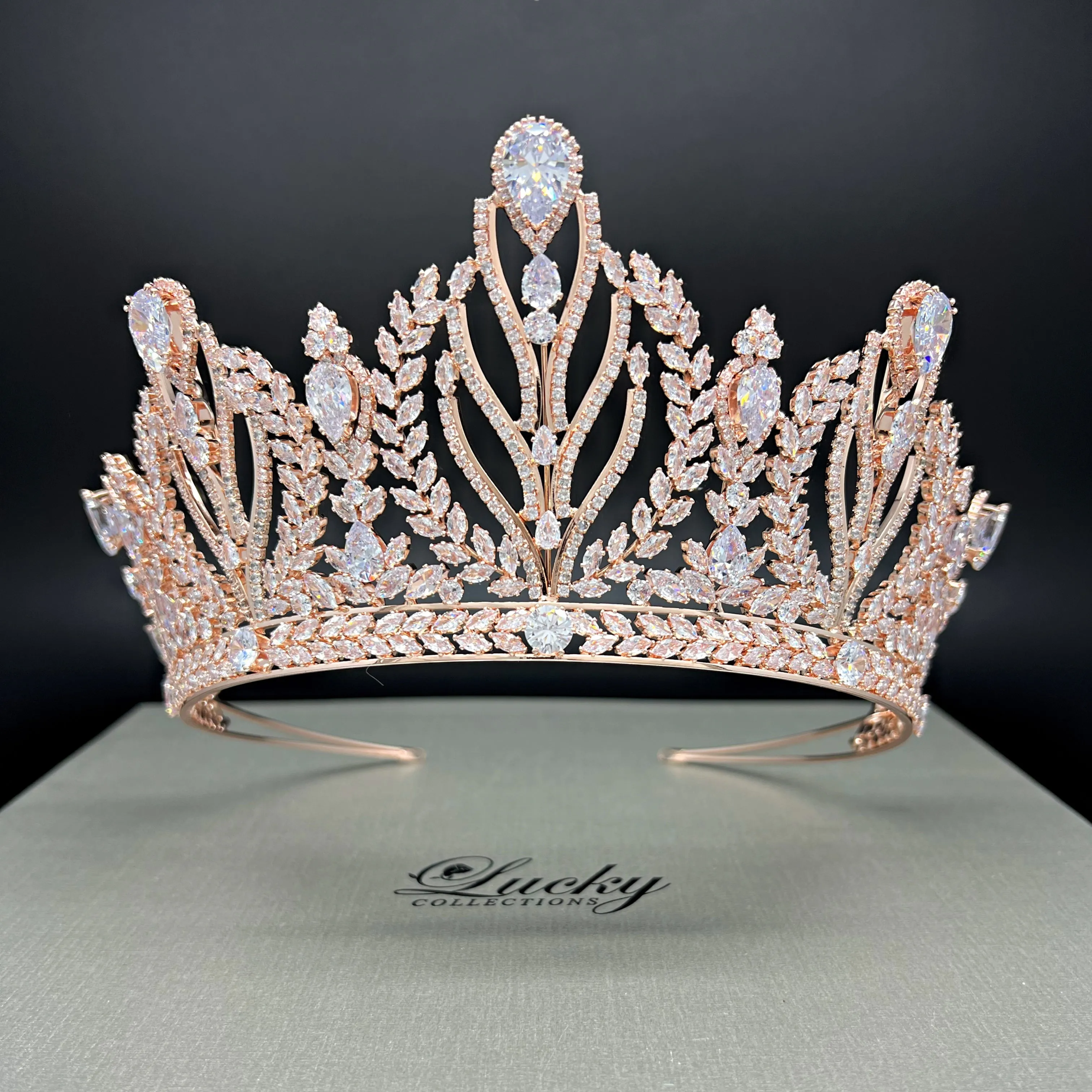 Multi-Peak Cubic Zirconia Bridal and Quinceanera Tall Tiara, Showstopper