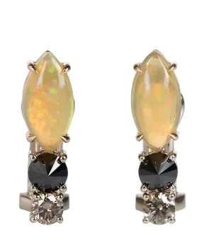 Multi Shaped Opal and Diamond Earrings