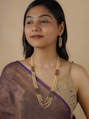 Multicolor Gold Plated Temple Necklace Set - TMPSET123M
