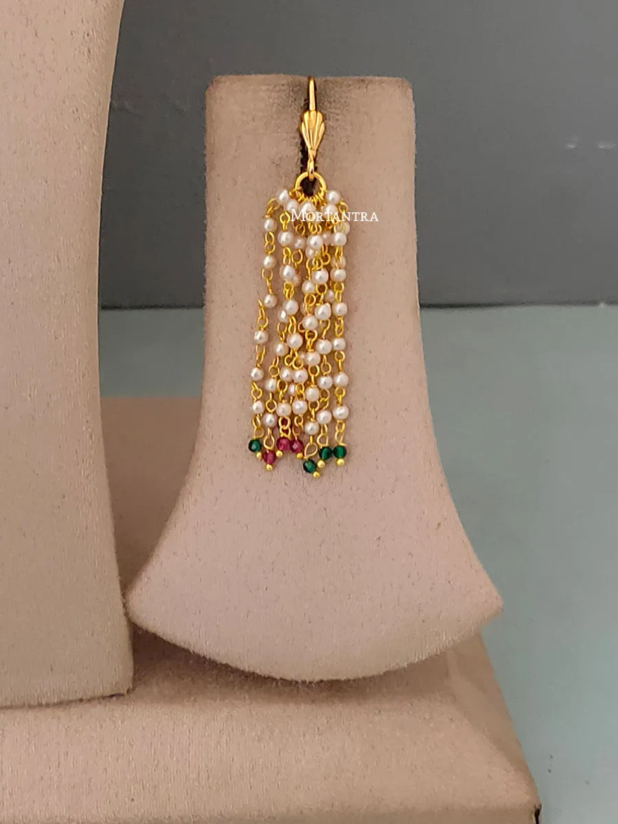 Multicolor Gold Plated Temple Necklace Set - TMPSET123M