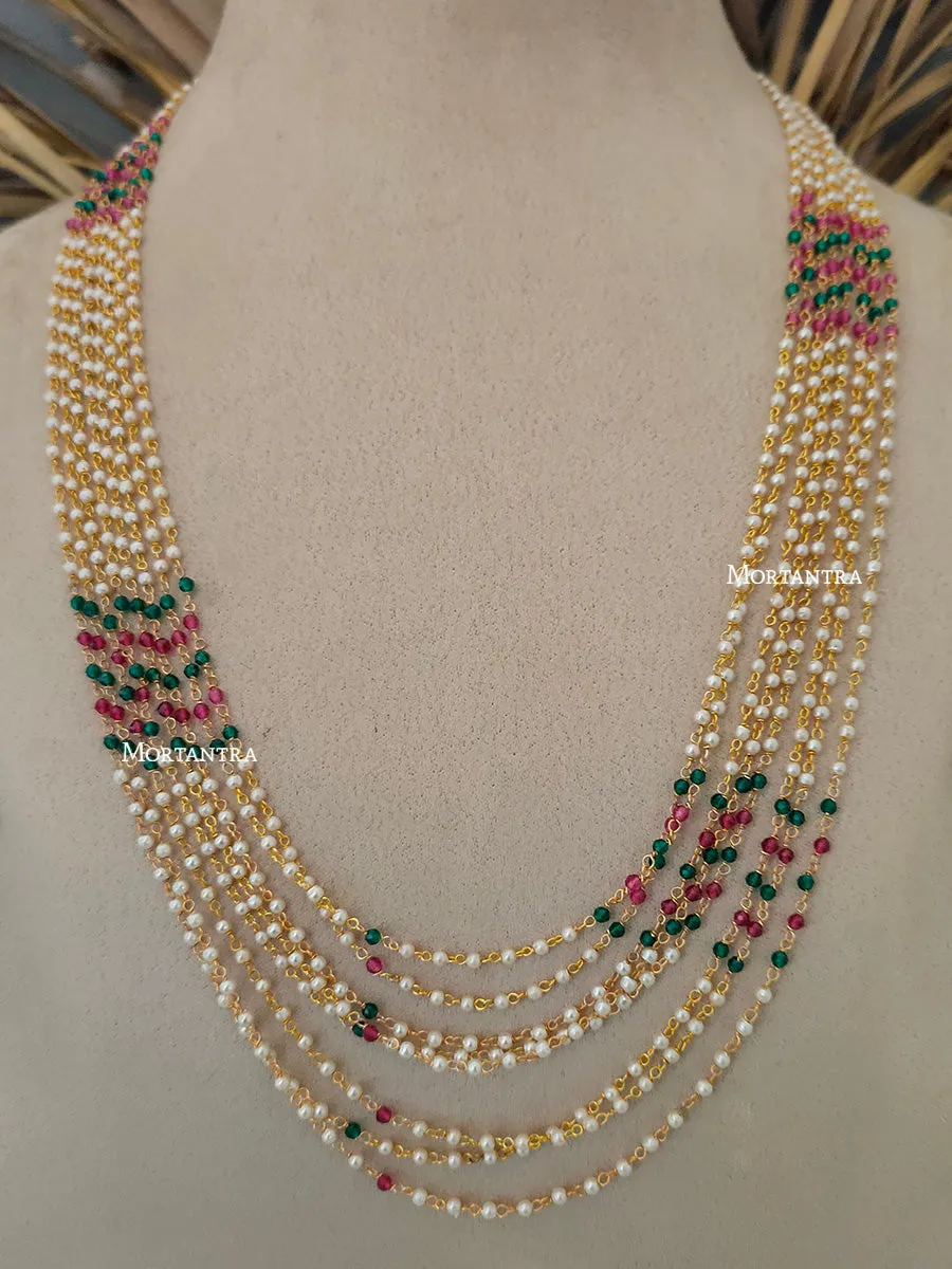 Multicolor Gold Plated Temple Necklace Set - TMPSET123M
