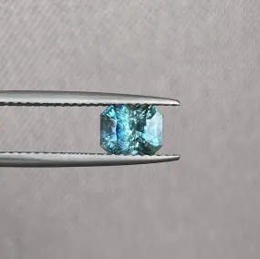 Natural Blue Green Sapphire Radiant Cut 5.40 x 6.50 Mm. 1.38 crt
