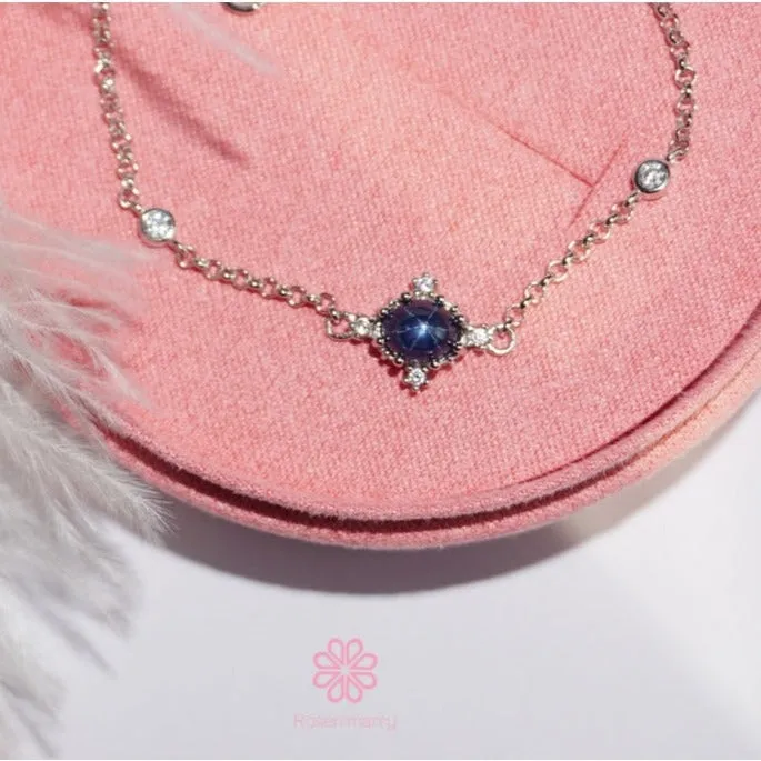 Natural Blue Star Sapphire Bracelet Sterling Silver925.