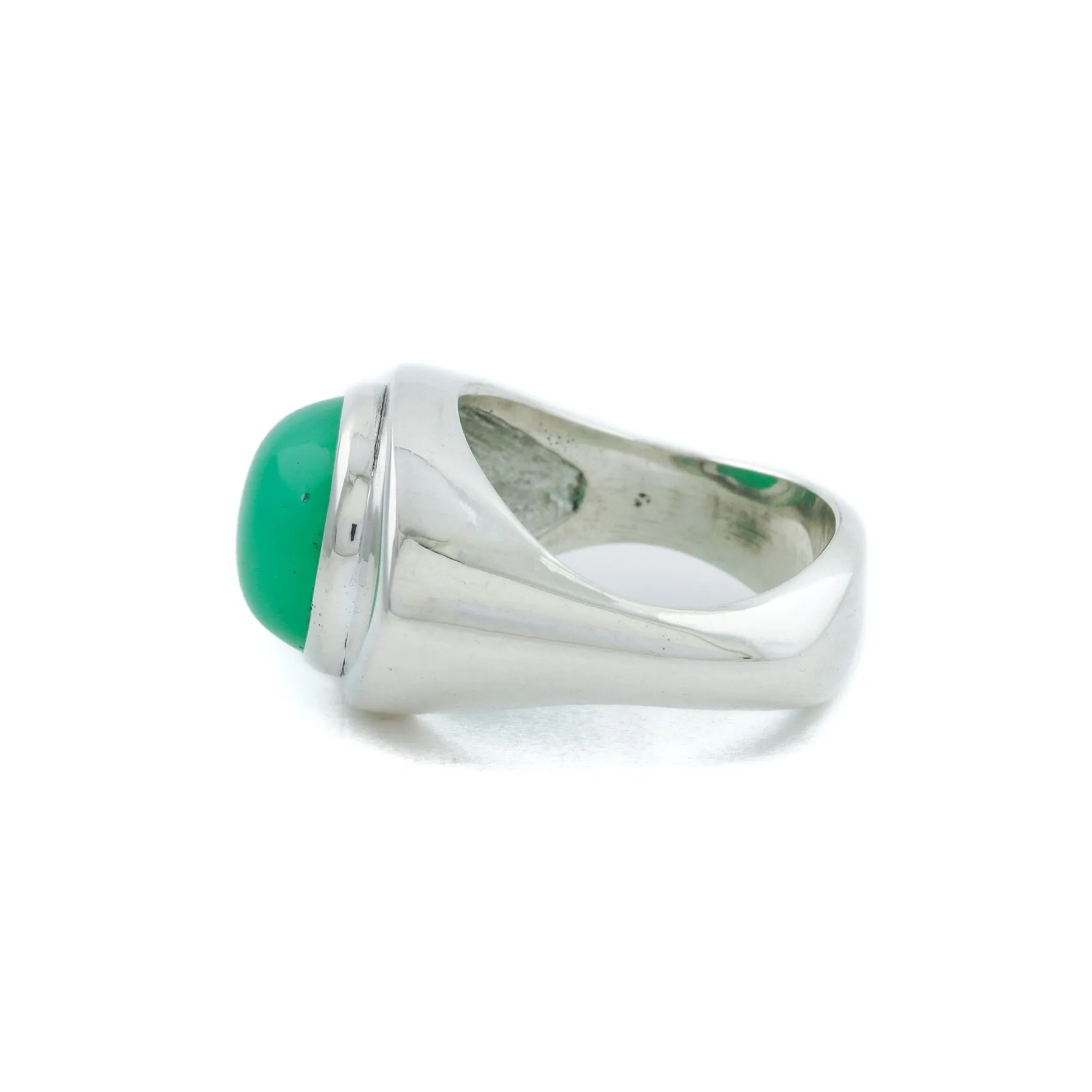 Natural Chrysoprase "God's Eye" Silver Signet Ring